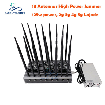 5.8G UMTS Desktop Wi-Fi Signal Jammer 16 Antenne 125w 40m VHF UHF