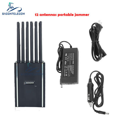 12 Canali 12W Jammer Portatile per Cellulare con Raggio di Blocco di 15m per Segnale Mobile