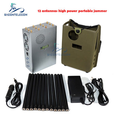 GPSL1 Lojack Portable Signal Jammer con potenza totale di 37W 12 bande di copertura e raggio di schermatura di 40m