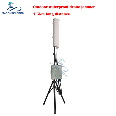 70w Potente Drone Signal Jammer Outdoor Fixed Waterproof 1.5km Distance