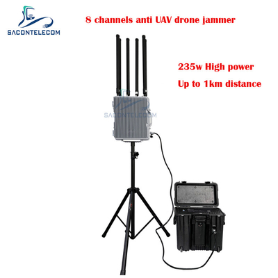 Disattivatore di segnale di droni all'aperto impermeabile 6-8 canali 30w/banda Distanza 1-3km