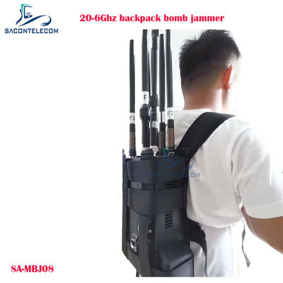 Jammer per droni manpack 20-6000MHz con potenza di 100W e distanza di jamming di 40m, jammer per bombe zaino, bloccante di segnale UAV