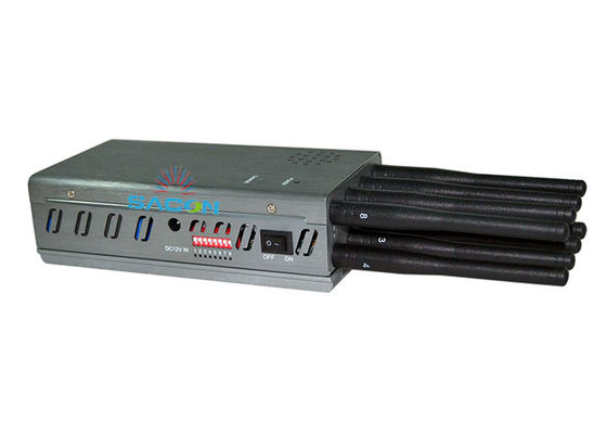 8 watt di interferente di segnale portatile con una portata di 30 m e 8 antenne per bloccare i telefoni cellulari