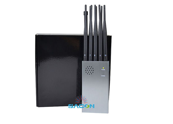 10W High Power Portable Mobile Phone Jammer con batteria da 8000mAh e 10 Omni Antenna