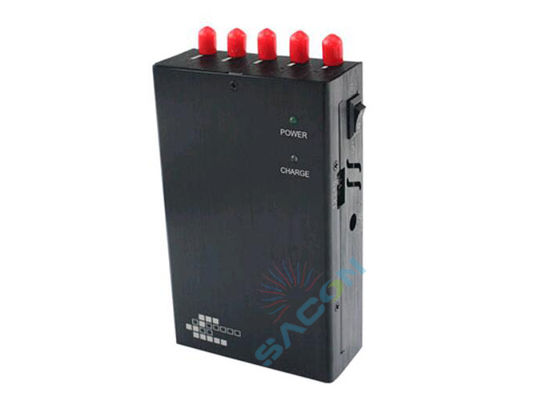 Portable Mobile Jammer con 5 canali 2G 3G WiFi GPS blocco e 2.5W di potenza di uscita Batteria integrata