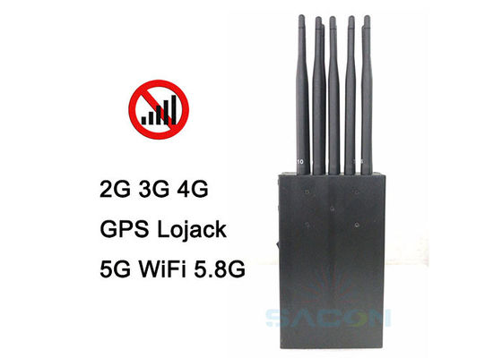 Bloccante di interferenza del segnale 5G portatile con 10 antenne 15m Range e batteria da 8000mAh