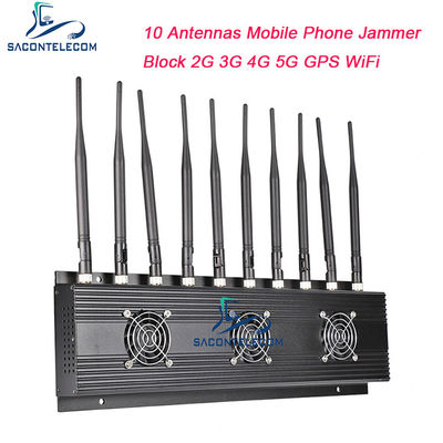 18w 10 antenne interferitore del segnale del telefono cellulare VHF UHF Bloccante 4G 5G