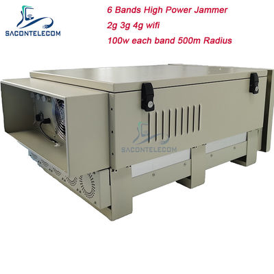 600W 6 bande Disturbatore del segnale della prigione all'aperto con raggio di interferenza 50-600m per 2G 3G 4G 5G WiFi GPS