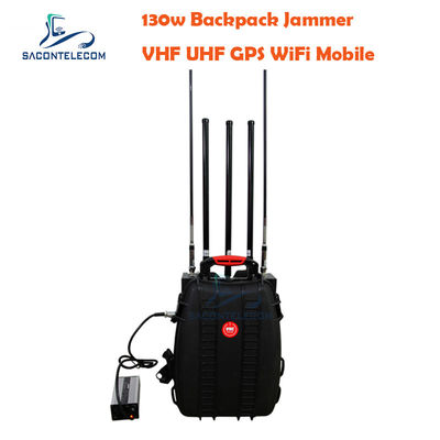 5 Canali VHF UHF Manpack Jammer con Distanza 120m e Batteria Integrata per Blocco Segnale Portatile