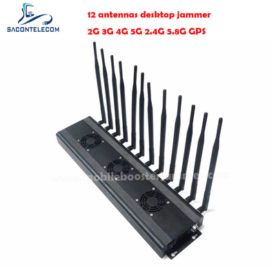 AC110V 48w Desktop Signal Jammer 2G 3G 4G 5G 2.4G 5.8G VHF UHF 12 bande