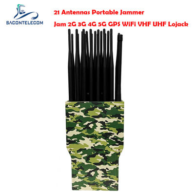 21 canali 5G Signal Jammer Blocker con batteria da 16000mAH e 2-30m di gamma di interferenze