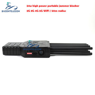 28W di alta potenza 8 canali portabile segnale jammer con raggio di 50m per il telefono cellulare e WiFi blocco