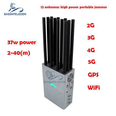 GPSL1 Lojack Portable Signal Jammer con potenza totale di 37W 12 bande di copertura e raggio di schermatura di 40m