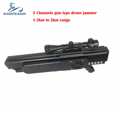 UAV Gun Drone Signal Jammer Blocker 1500 metri 5 canali batteria incorporata