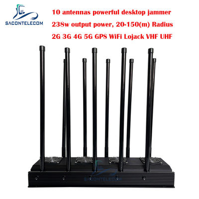 10 canali di segnale del telefono cellulare jammer 238w alta potenza per 5G Wifi GPS locker VHF UHF