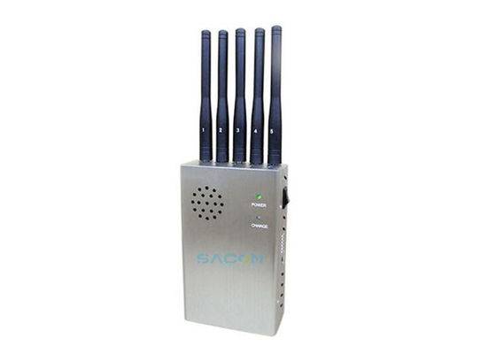 Portable 5 Band Wifi Signal Jammer con potenza di uscita di 2,5W e 20m Jamming Range per teatri e gallerie