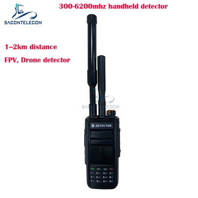 2Km Fpv Detettore di droni portatili 300-6200mhz 2 antenne Detettore di segnali anti-drone portatile