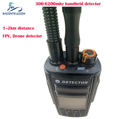 2Km Fpv Detettore di droni portatili 300-6200mhz 2 antenne Detettore di segnali anti-drone portatile