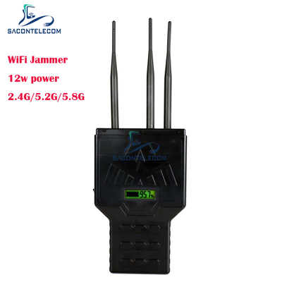 Disturbatore di segnale per telefoni cellulari portatile WiFi Bluetooth 12W 2.4G 5.2G 5.8G con portata di 50 metri