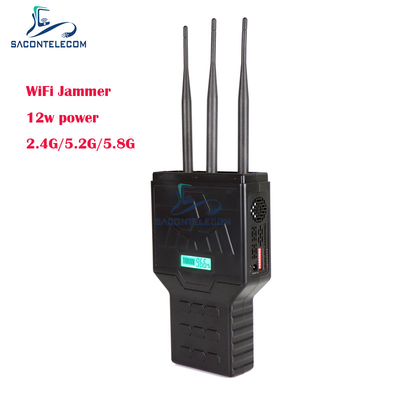 Disturbatore di segnale per telefoni cellulari portatile WiFi Bluetooth 12W 2.4G 5.2G 5.8G con portata di 50 metri