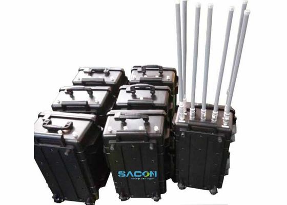 350W 7 canali Manpack Jammer con antenne in fibra di vetro per il blocco del segnale GPS 3G 4G