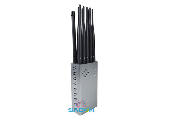 10W High Power Portable Mobile Phone Jammer con batteria da 8000mAh e 10 Omni Antenna