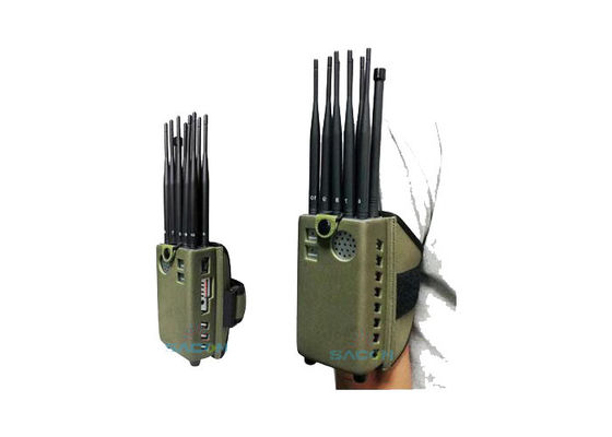 10W High Power Portable Mobile Phone Jammer con batteria da 8000mAh e 10 Omni Antenna