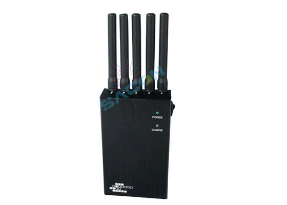 Portable Mobile Jammer con 5 canali 2G 3G WiFi GPS blocco e 2.5W di potenza di uscita Batteria integrata