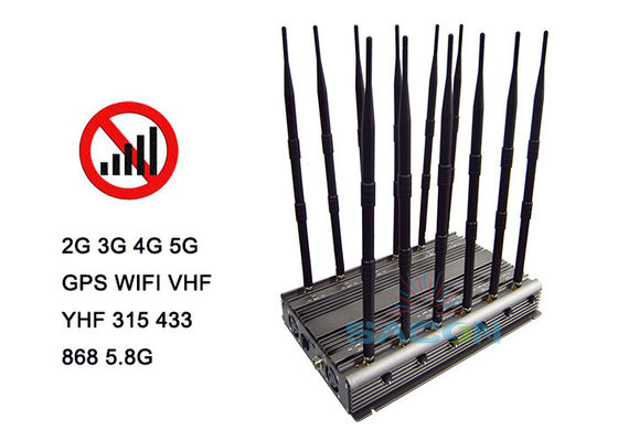 80W 5G Signal Jammer con 12 antenne e controllo remoto a infrarossi per il blocco del telefono cellulare