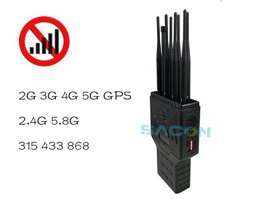 16W di alta potenza 8 antenne Handheld Signal Jammer con batteria integrata per GPS WiFi 2G 3G 4G Blocco