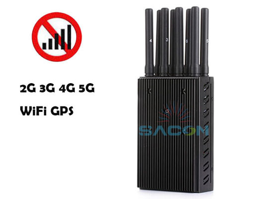 8 Bande Jammer Portatile di Segnale con Potenza di Uscita 4W e Raggio di 20m per Blocco WiFi GPS 2G 3G 4G