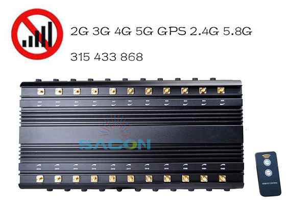 22 Antenne 42W Potenza di Uscita Jammer di Segnale con 40m di Raggio di Jamming per Blocco Mobile e WiFi