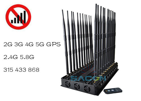 Bloccante di interferenze di segnale a banda regolabile da 42 W con portata di 40 m per segnali VHF UHF 5G