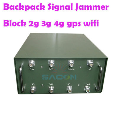 120W 100m Range Backpack Jammer con 8 Omni Antenna per 2G 3G 4G 5G VHF UHF WiFi GPS Segnale di blocco