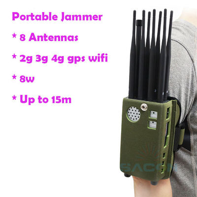 8000mAH Batteria 8 Antenne GPS Portatile Jammer di Segnale per Blocco Segnale 2G 3G 4G