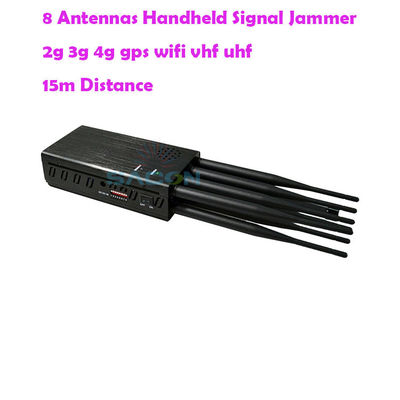 Portable 8 Bands Mobile Signal Jammer con batteria da 8000mAh e Dip Switch regolabile per 2G 3G 4G GPS WiFi Blocking