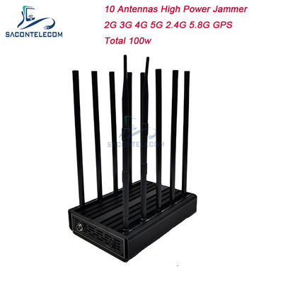 100W 10 Antenne Jammer di Segnale con Raggio di 80m per Blocco Telefono Cellulare e GPS