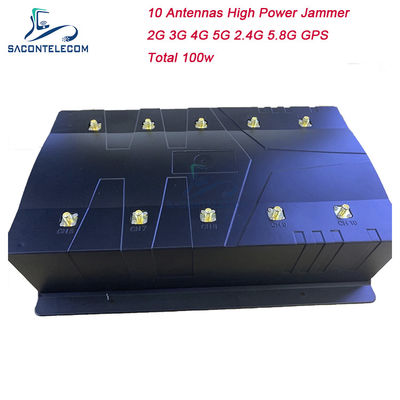 100W 10 Antenne Jammer di Segnale con Raggio di 80m per Blocco Telefono Cellulare e GPS