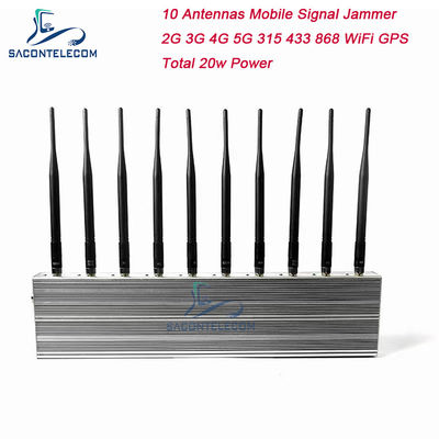 10 Canali 24 Ore Funzionante 3 Ventole di Raffreddamento Jammer Segnale Wireless Blocker per 5G GPS WiFi VHF UHF