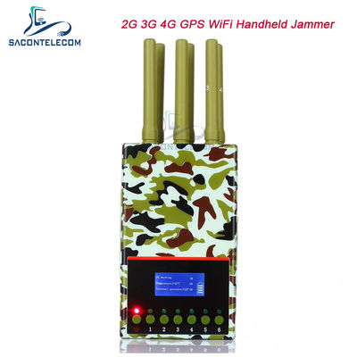 6 antenne 20m Range Portable Mobile Phone Jammer con batteria da 4000mAh per GPS Lojack Wifi Segnale di blocco