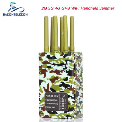 6 antenne 20m Range Portable Mobile Phone Jammer con batteria da 4000mAh per GPS Lojack Wifi Segnale di blocco