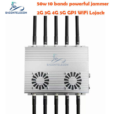 50W High Power Desktop Signal Jammer con 10 antenne e 2 ventilatori di raffreddamento per GSM DCS 3G 4G 5G