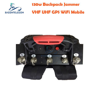 5 Canali VHF UHF Manpack Jammer con Distanza 120m e Batteria Integrata per Blocco Segnale Portatile