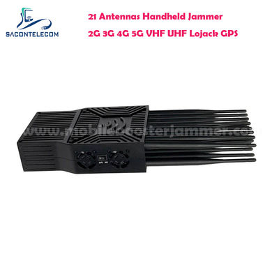 21W Potenza di Uscita Jammer Portatile di Segnale con 21 Antenne per Blocco 5G Lojack UHF VHF GPS WiFi