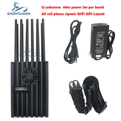 emittente di disturbo 2G 3G 4G 5G WiFi GPS Lojack del segnale del telefono cellulare del raggio di 60w 40m