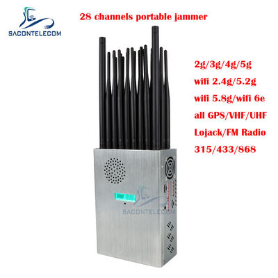27 Antenne Portable Mobile Phone Signal Jammer 28w Per Wifi GPS Radio FM