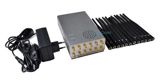 Jammer di Segnale Portatile con 12 Canali, Batteria da 10000mAh e Raggio di Schermatura da 2-20m per GPS, WiFi e 4G
