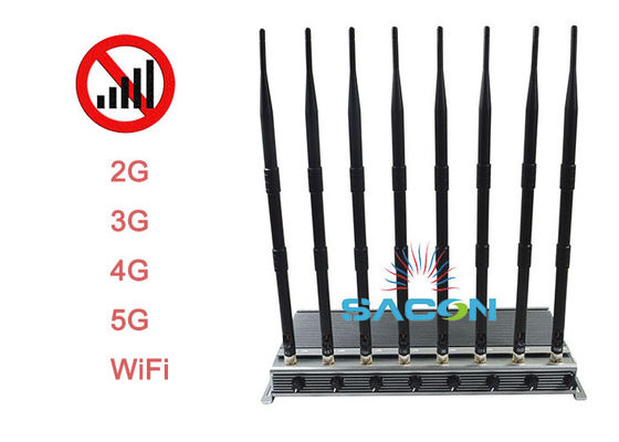 Potenza di uscita di 40W 5G Signal Jammer con raggio di interferenza di 80m e 3 ventilatori di raffreddamento
