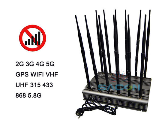80W 5G Signal Jammer con 12 antenne e controllo remoto a infrarossi per il blocco del telefono cellulare