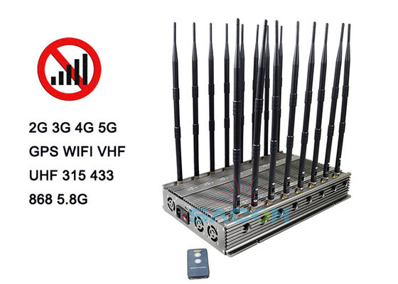 100W 5G Jammer di Segnale con Portata 80m e Blocco Telefono Cellulare a 16 Bande per Jamming Multi-Frequenza